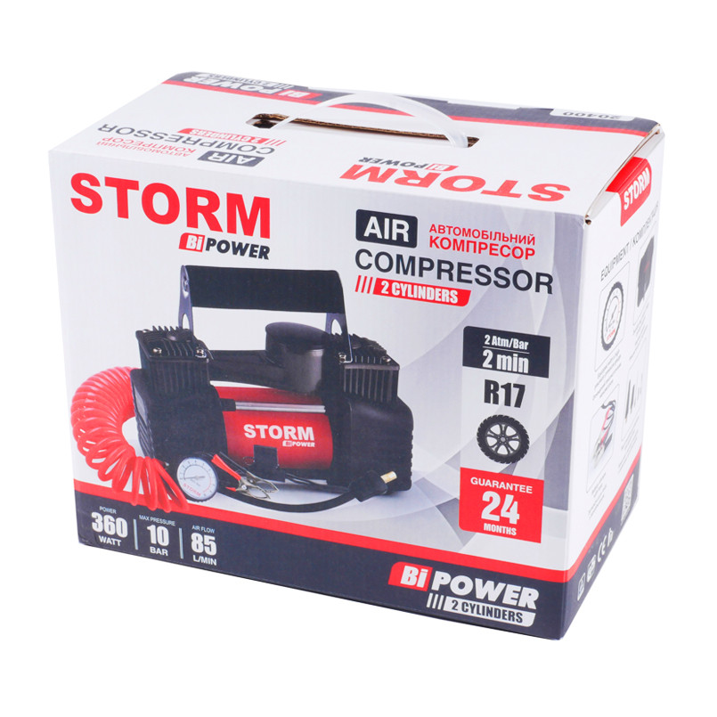 Компресор автомобільний Storm Bi-Power 10Атм 85л/хв 360Вт двоциліндровий Львів - фото 7