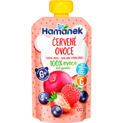 Детское пюре Hamanek из яблок, клубники и черники 100 г (1215913) Винница - изображение 1