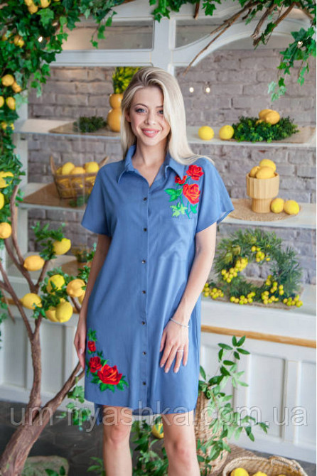 Голубое платье вышиванка джинсокое Сардоникс Кривой Рог - изображение 1
