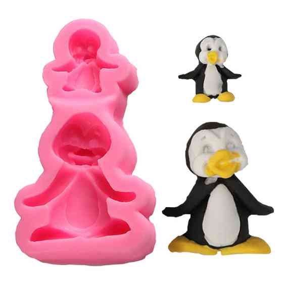 Молд силиконовый Пингвины 93 на 39 мм розовый Киев