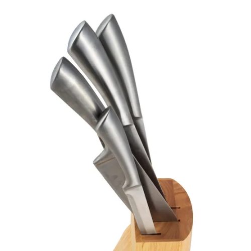 Набір ножів 5 предметів на дерев'яній підставці нержавіюча сталь порожнисті ручки 5130 KAMILLE Житомир - фото 3