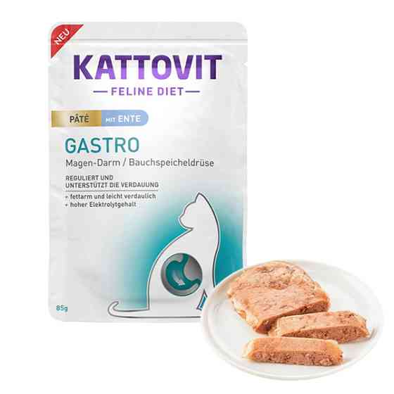 Kattovit Veterinary Gastro Duck Pate КАТТОВИТ ГАСТРО УТКА паштет полнорационный влажный диетический корм для котов с заболеваниями желудочно-кишечного Киев