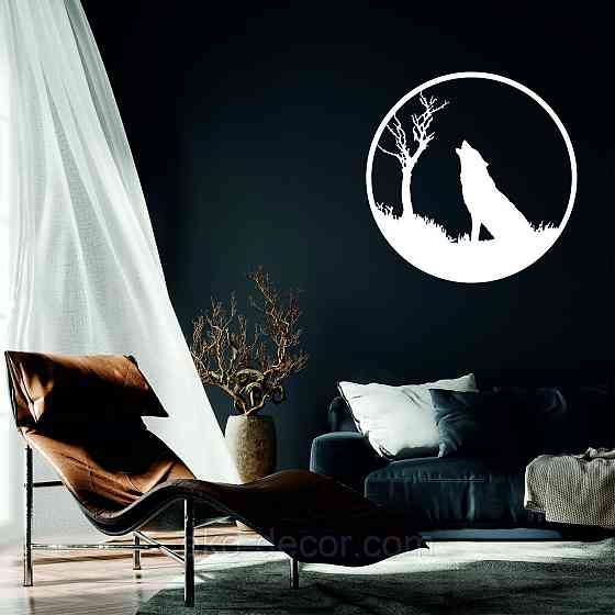 Декоративное настенное Панно «Волк», Декор на стену 70*70 см, Белый Киев