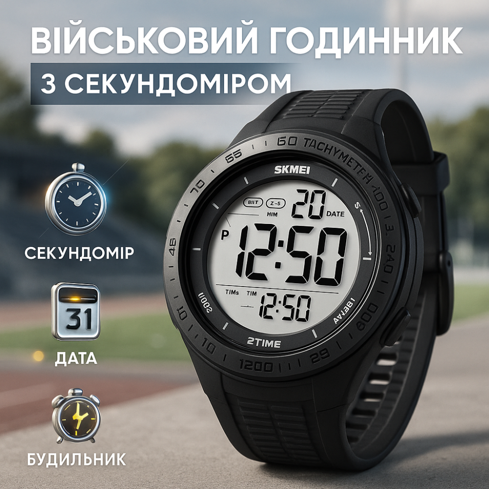 Спортивний чоловічий годинник для хлопця, Спортивний годинник з секундоміром Протиударний QJ-81 Львів - фото 3