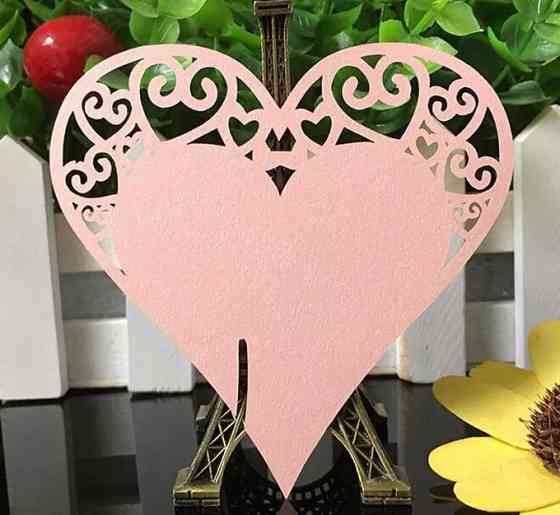 Розсадочні картки Сердечка 10 штук 8 на 8 см пудровий Київ