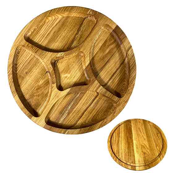 Деревянная тарелка из натурального дерева диаметр 30 см, высота 2 см, тарелка для закусок Каменец-Подольский