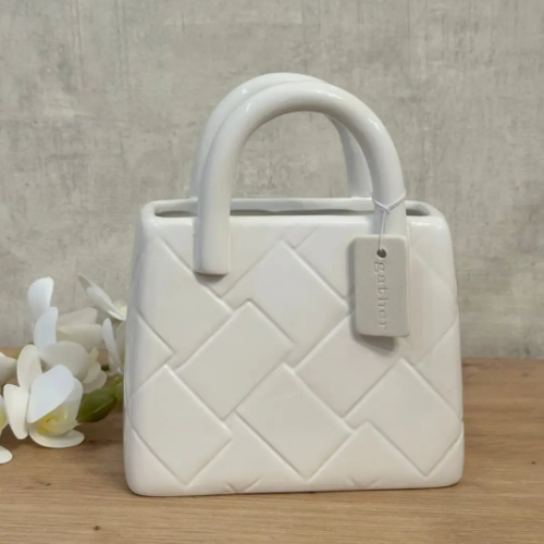 Ваза керамічна Сумочка 15.5*7*18см, колір - білий Житомир