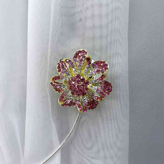 Магніти для штор та гардин "Flowers" набір 2 шт Рожевий з золотистим (81-201) Київ