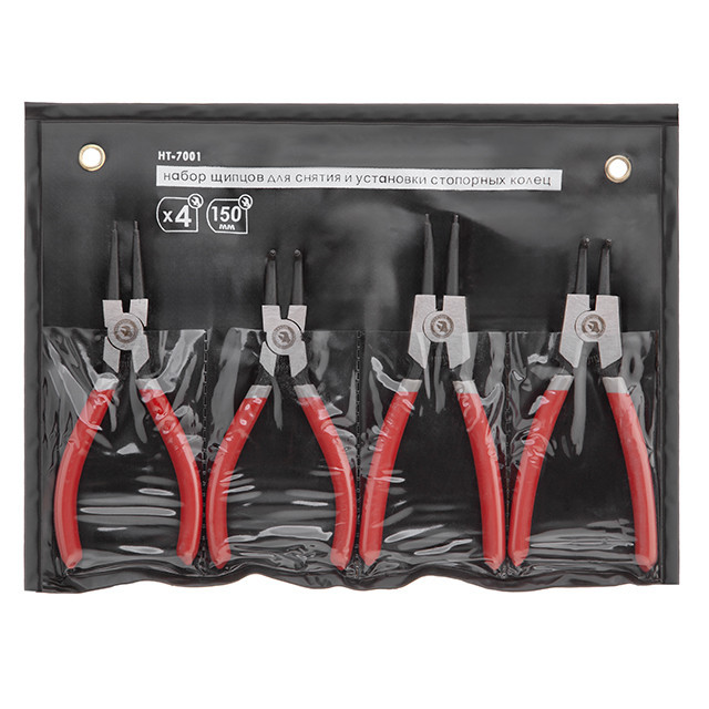 Набір щипців INTERTOOL HT-7001, 4 шт., 150 мм - 4 щипці для різних типів стопорних кілець Львів - фото 1