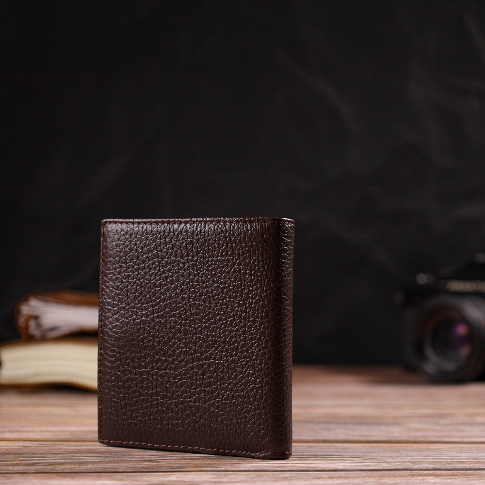 Компактное портмоне для мужчин из натуральной зернистой кожи CANPELLINI 21740 Коричневое Киев - изображение 2