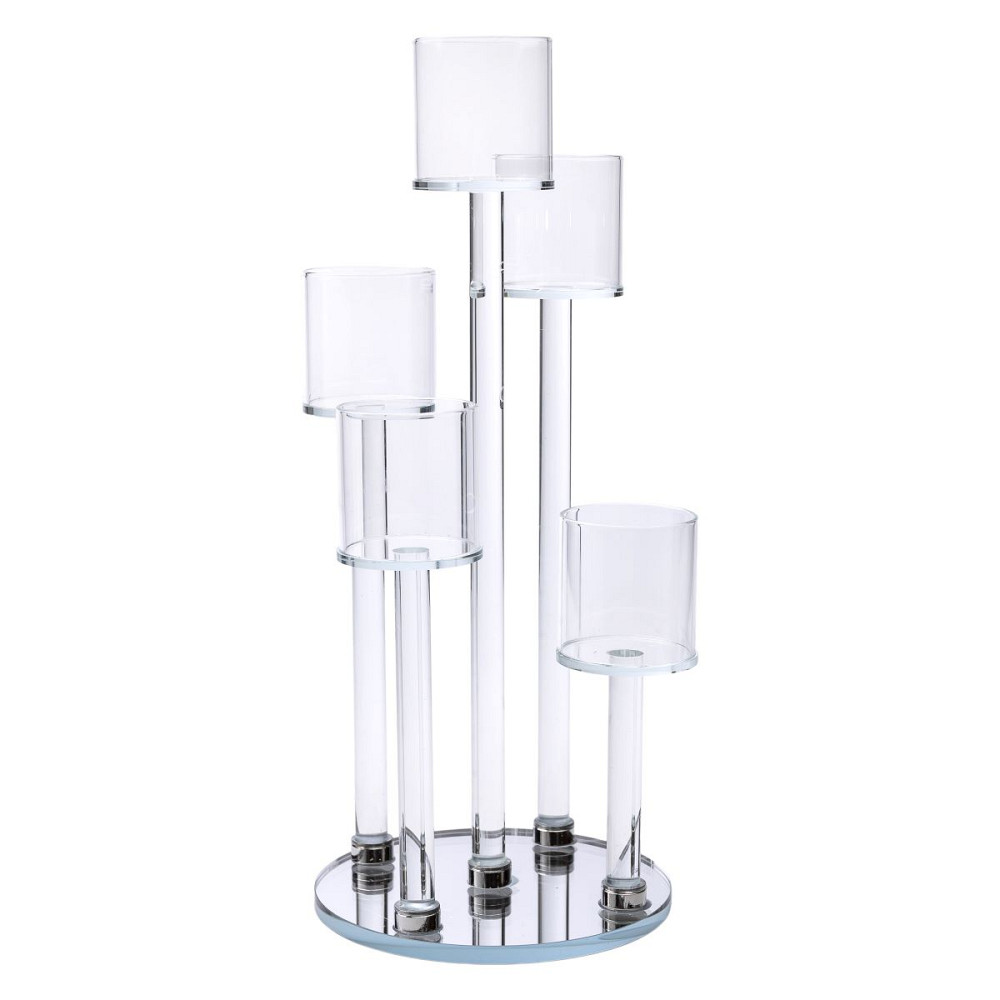 Yiwu Підсвічник скляний на 5 свічок 16×38 см підсвічник декоративний прозорий на ніжці HP-4-14 Киев - изображение 3