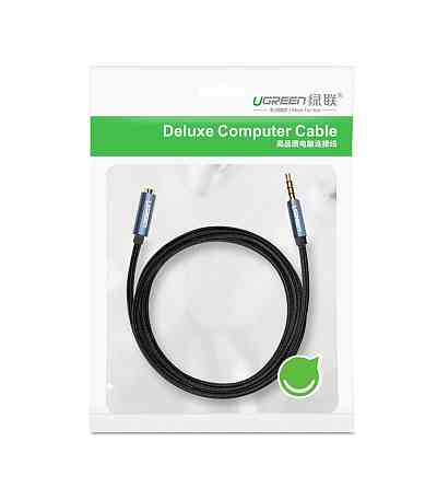 Аудіокабель UGREEN AV118 3.5mm Male to 3.5mm Female Extension Braid 2m Black Киев