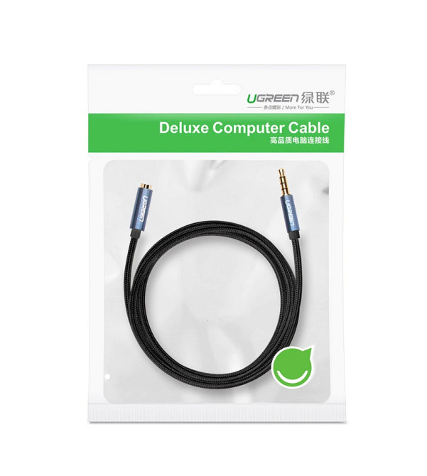 Аудіокабель UGREEN AV118 3.5mm Male to 3.5mm Female Extension Braid 2m Black Киев - изображение 5