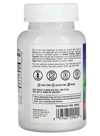 Магній для дітей (Children&apos;s Magnesium Animal Parade) 50 мг 90 жувальних таблеток зі смаком вишні Київ