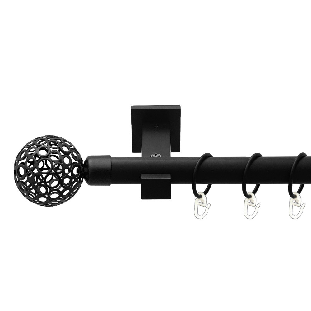 Карниз Orvit Савона металевий однорядний техно гладка труба кільце металеве Чорний Оксамит 25 мм 200 см Львов - изображение 1