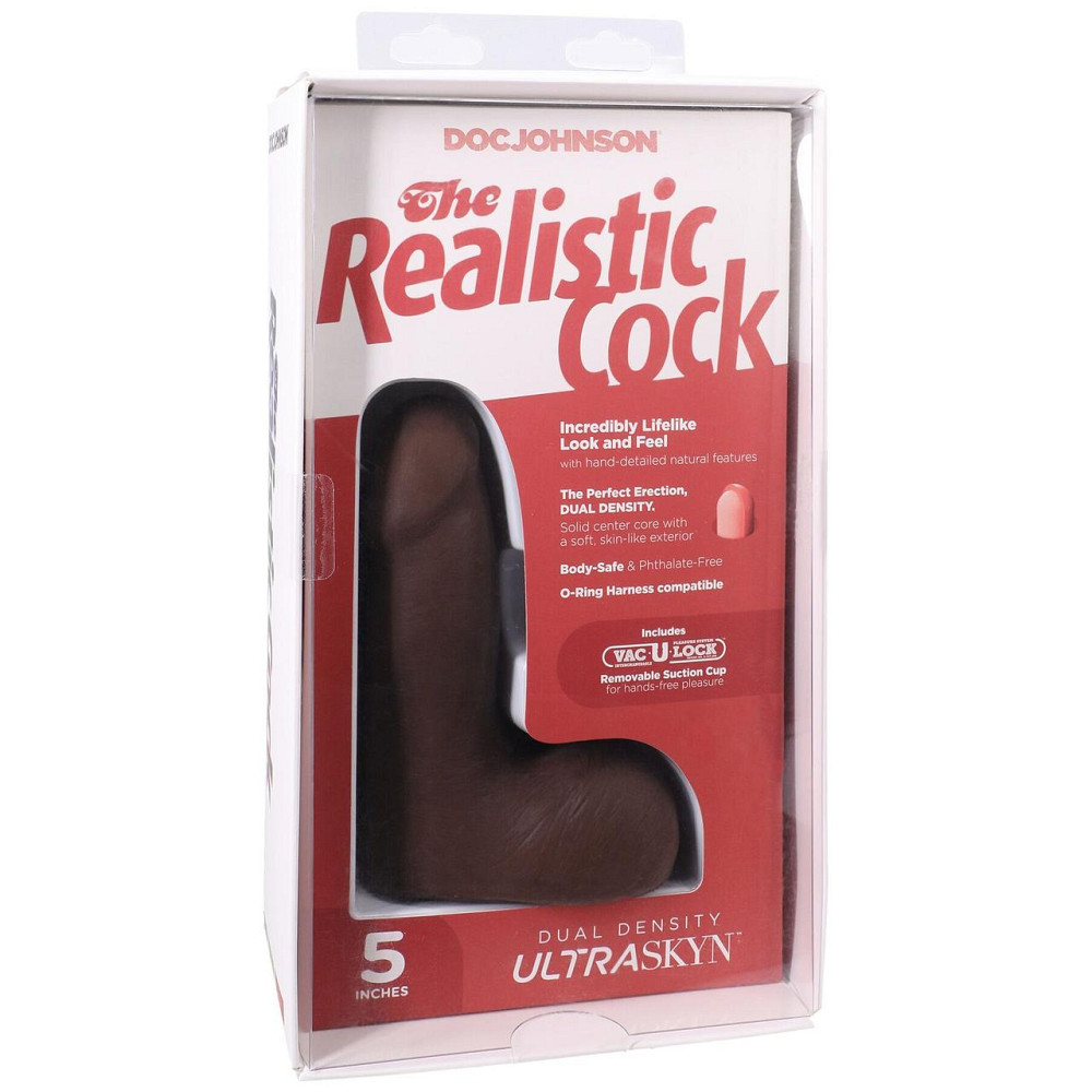 Фалоімітатор Doc Johnson The Realistic Cock ULTRASKYN - 5 Inch with Balls Chocolate Sex Aura Київ - фото 8