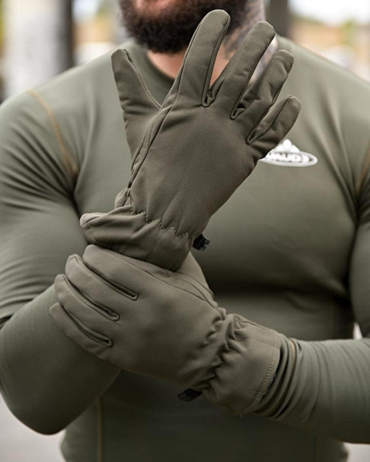 Зимові рукавички SOFSHELL олива Одеса - фото 4