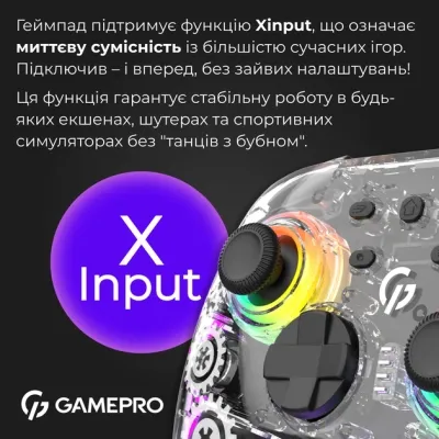 Геймпад GamePro GPX13T 2.4G/BT 5.1/USB/PC/iOS/Android RGB Transparent (GPX13T) Вінниця - фото 6