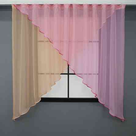 Кухонная занавеска VR-Textil № 053к персиковый с розовым 280х170 см (50-150) Киев