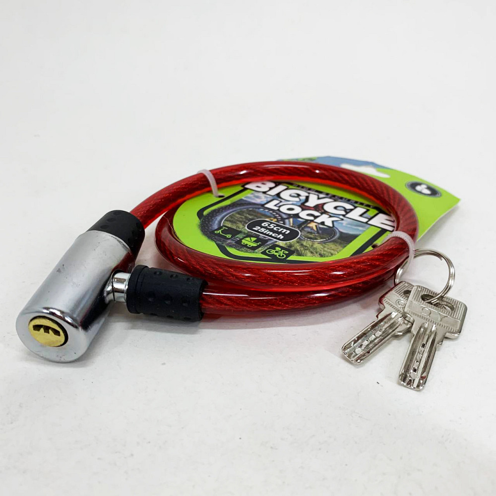 Замок велосипедный KIHUU LOCK 185, 10*65 тросовый, 2 ключа. Цвет: красный OZ-78 Львов - изображение 2