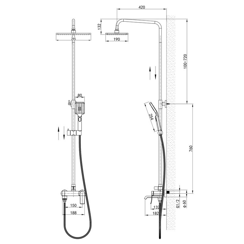 Душевая колонна со смесителем Mixxus Premium DALI 009-J Black (MI6754) Киев - изображение 2