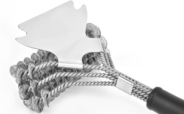 Щітка для гриля BBQ з скребком та стальною ручкою Київ - фото 2