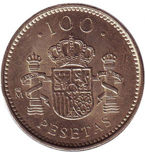 Хуан Карлос I. Монета 100 песет. 2000 рік, Іспанія.(Г) Полтава - фото 1