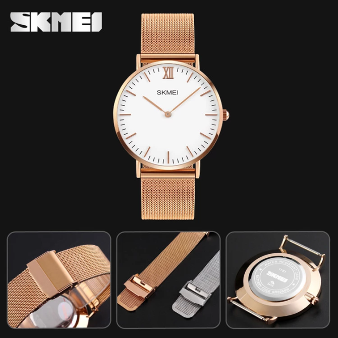 Женские ультратонкие часы Skmei 1185 (Золотистый) Винница - изображение 5