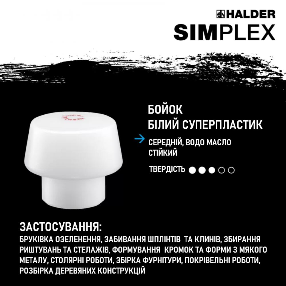 Молоток HALDER Simplex 3117 насадки из синего полиуретана, белого нейлона+монтажный трафарет Одесса - изображение 4