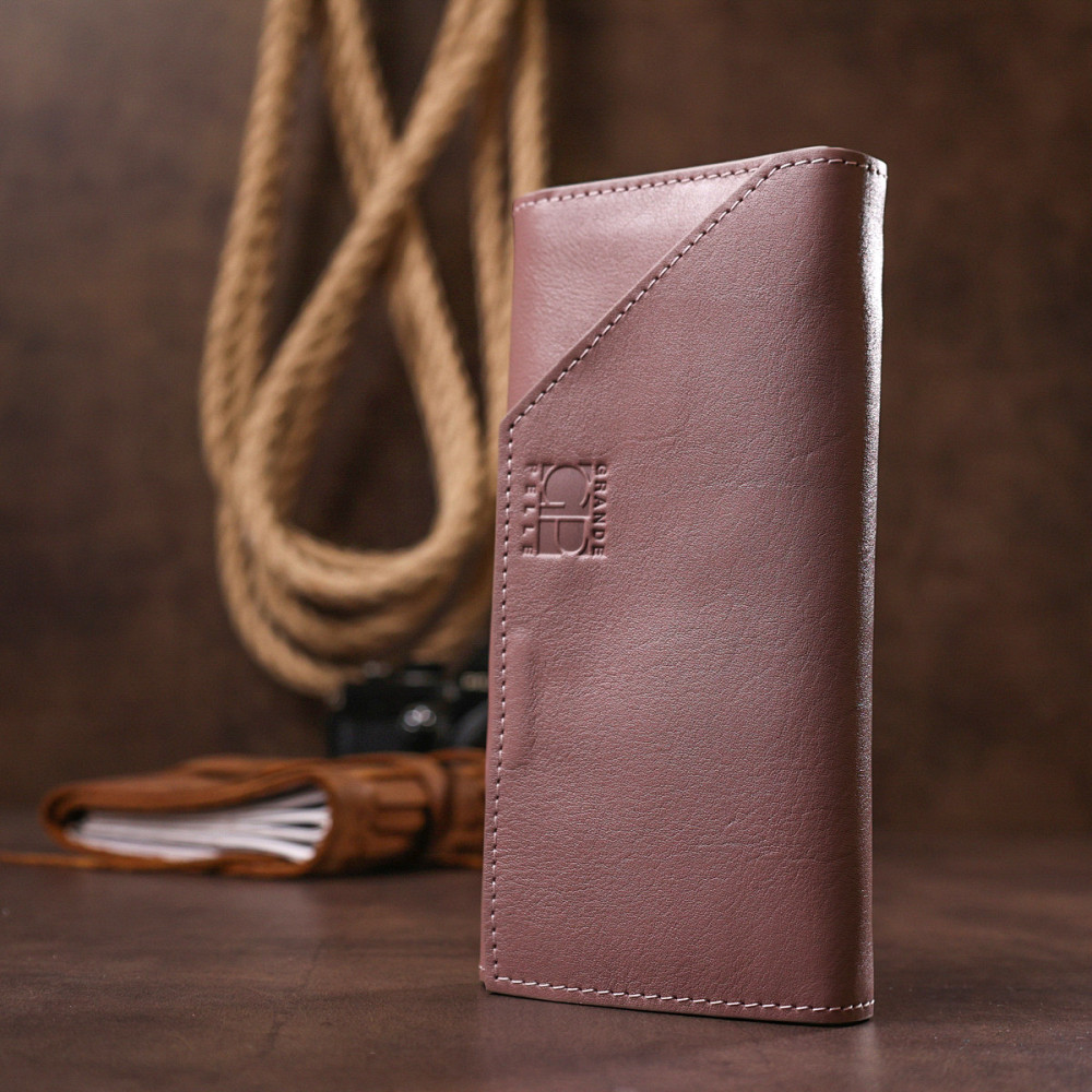 Чудовий шкіряний жіночий гаманець Рожевий (GRANDE PELLE) Київ - фото 3