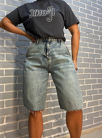Шорти жіночі джинсові SL Denim 1001 бермуди SKATER косі кишені обрізані блакитні, блакитний, 34 Одеса - фото 2