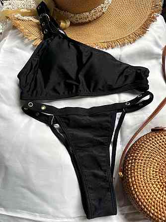 Жіночий роздільний купальник на одне плече Чорний Харків