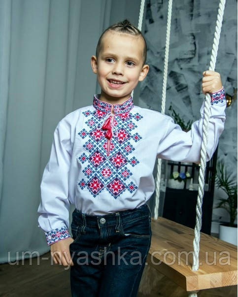 Вишиванка для хлопчика натуральна тканина "Марік" червона з чорним Кривий Ріг - фото 3