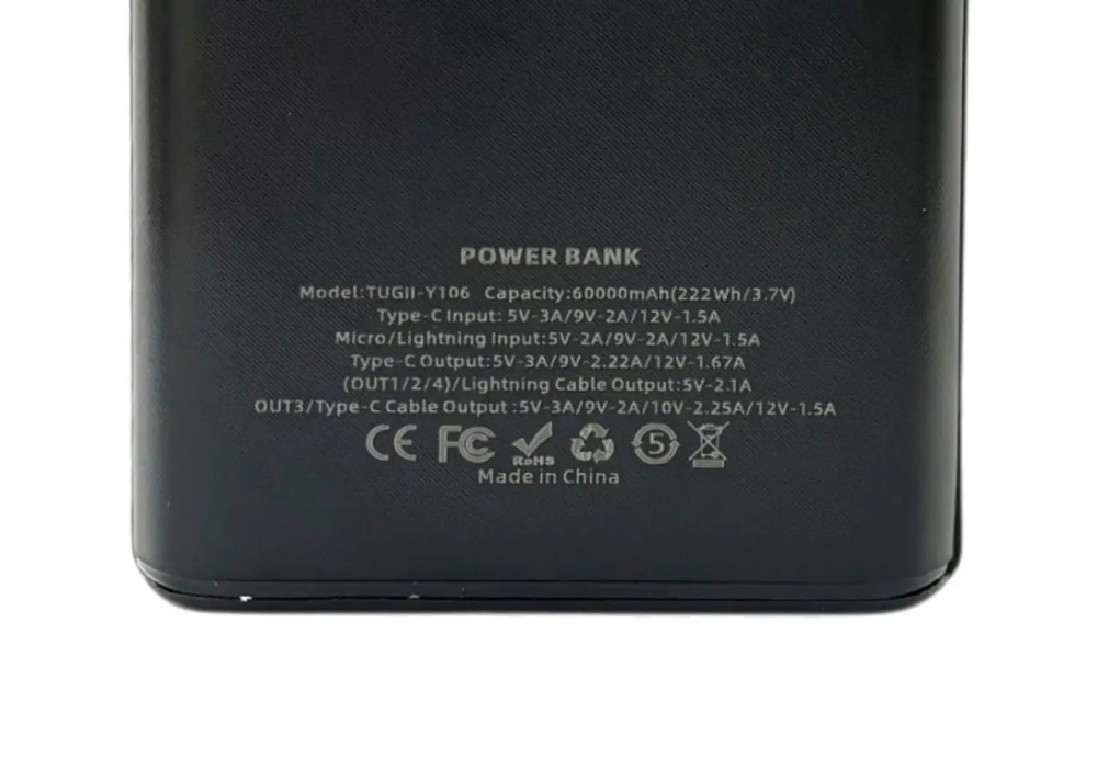 Зовнішній акумулятор (power bank) 60000 мА · год 22,5Вт потужний портативний TUGII Y106 для смартфонів Одеса - фото 11