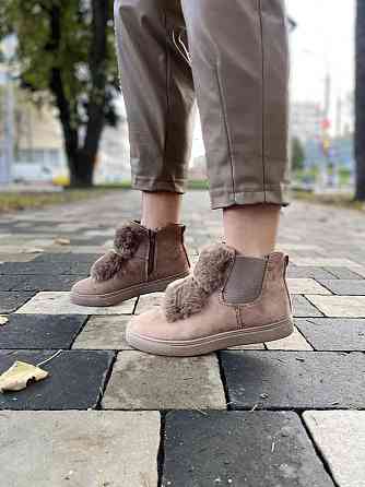 Ботинки LX17-219 хакі эко-замша зима высота 11см подошва 2см (1143) Коломия