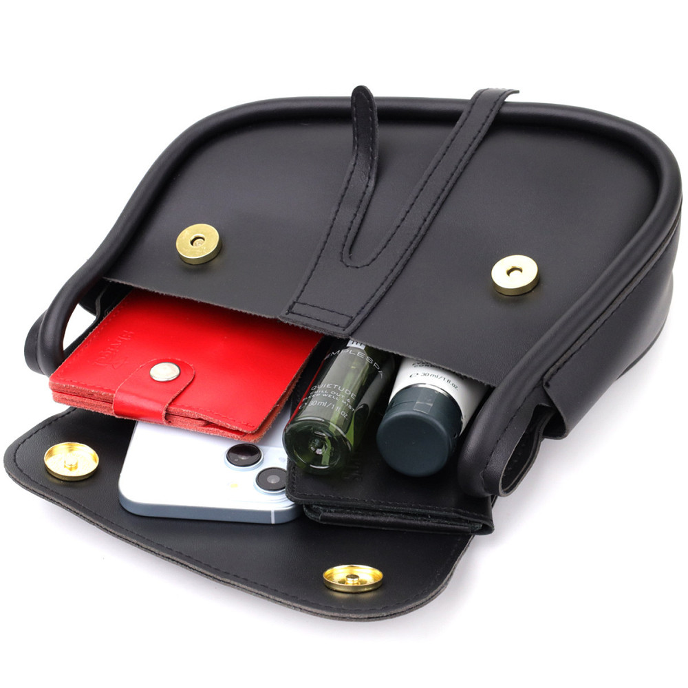 Жіноча сумка сідло з якісної екошкіри Vintage sale_15128 Чорний Київ - фото 6