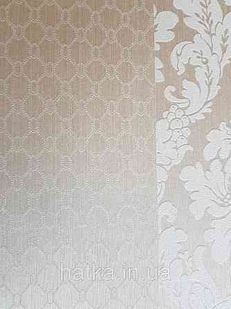 Текстильные обои на флизелиновой основе Da capo RaschTextil геометрия ромб овал сетка бежевые фон кремовый Київ
