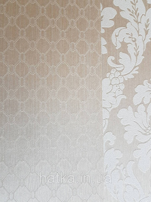 Текстильные обои на флизелиновой основе Da capo RaschTextil геометрия ромб овал сетка бежевые фон кремовый Київ - фото 2