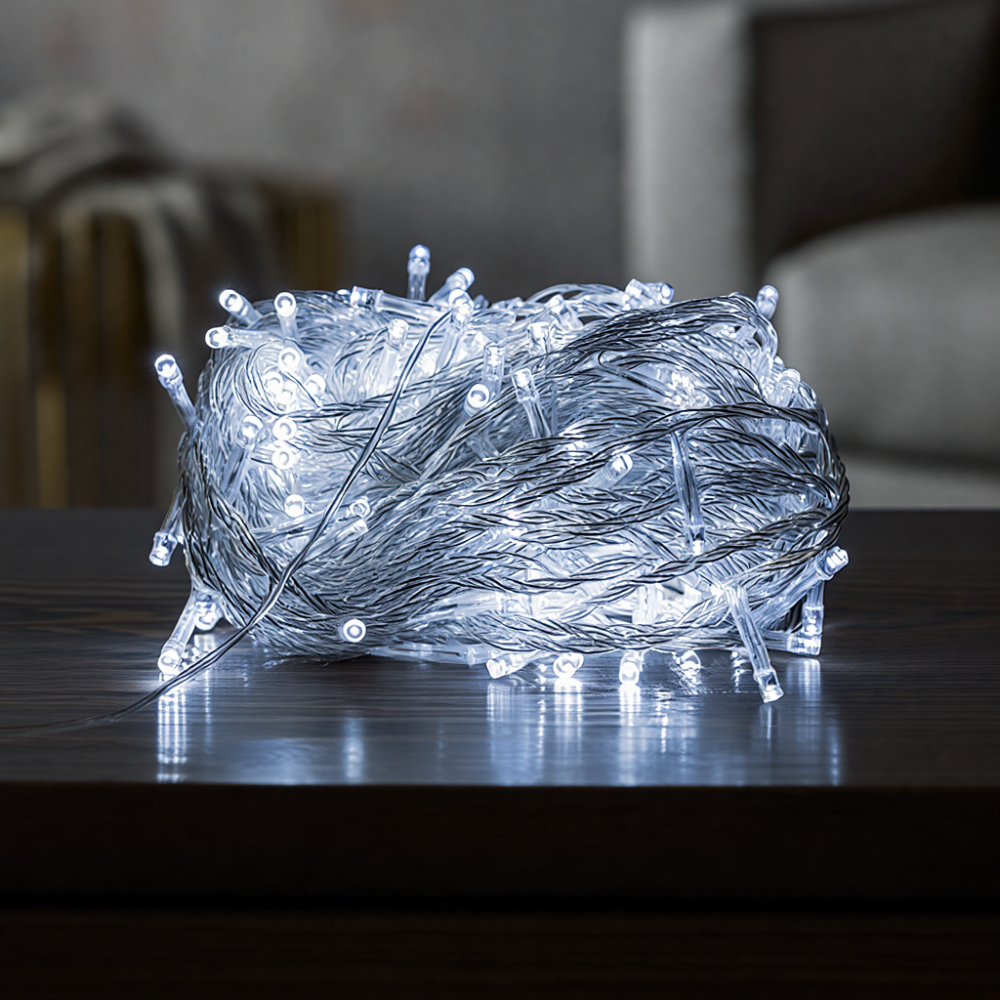 Новорічна гірлянда кімнатна нитка 18 м 180 LED білий провід Білий W180LED18MWW Київ - фото 5