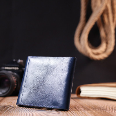 Портмоне Shvigel З натуральної шкіри Синє (16622) Вінниця - фото 2