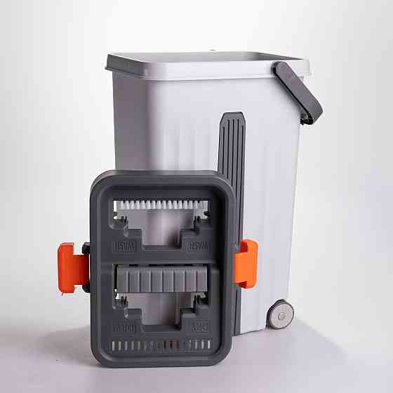 Швабра з відром 14 л для миття підлоги з віджимом плоска насадка з мікрофібри HP-35015-59 Коломия