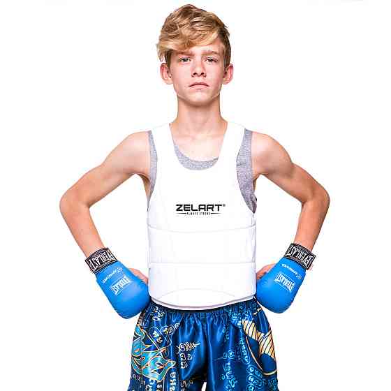 Защита корпуса (жилет) для карате Zelart BO-0399 размер S-XL белый Защита для боевых искусств Киев