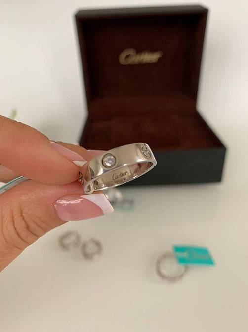 Cartier кільце під срібло з камінням / Картьє LOVE кільце під срібло з великими кристалами Одеса - фото 1
