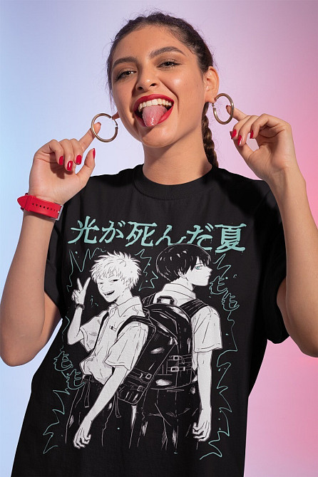 Футболка для хлопчика з аніме принтом Магічна битва оверсайз (зріст від 165 до 180) Чорний AnimeJ0340m Дніпро - фото 1