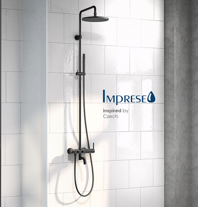Душова система з термостатом для ванни з виливом Imprese Smart Click чорна ZMK101901210 Київ - фото 2