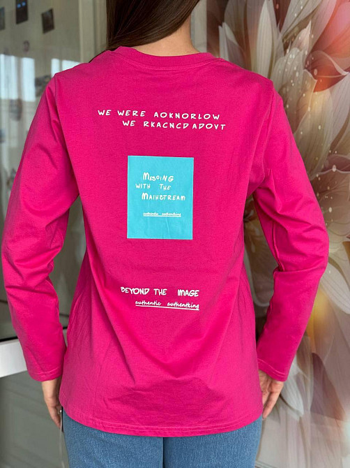 Жіночий стильний зручний лонгслів кулір-турецький бавовна Малиновий Одеса - фото 3