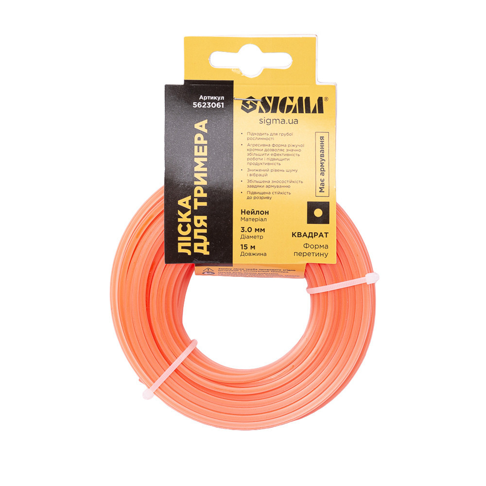 Волосінь для тримера армований квадрат Ø 3.0 мм 15 м SIGMA (5623061) Київ - фото 6