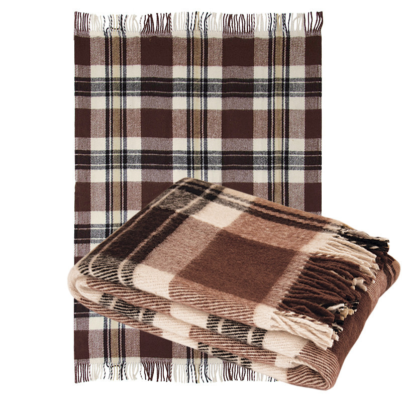 Плед напіввовняний 140×200 коричневий диз. 2 полуторний Київ - фото 1