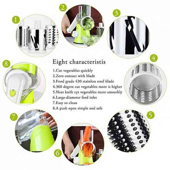 Мультирезка универсальная терка для овощей зеленая, Овощерезка много насадок, Овощерезка для дачи DY-57 Львов