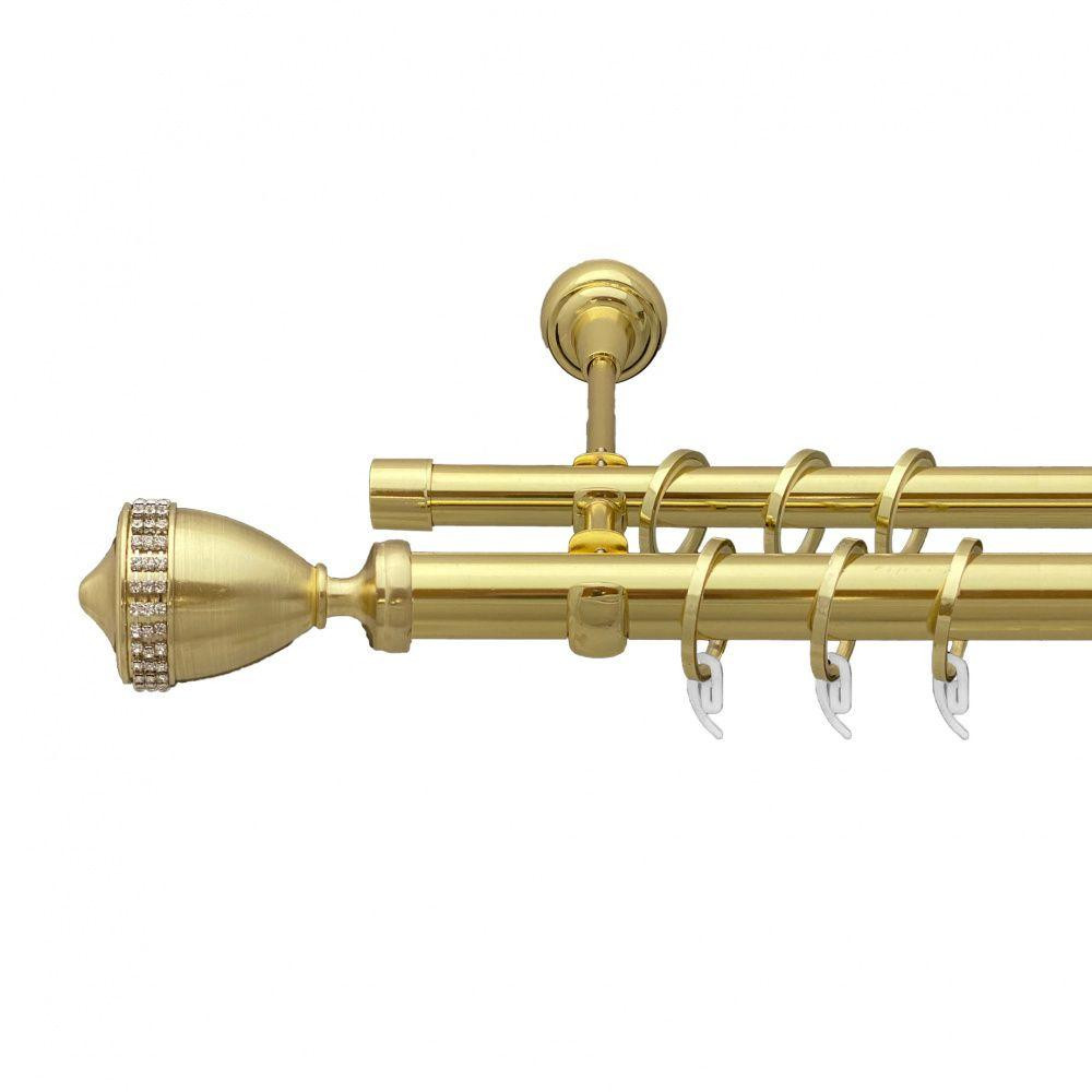 Карниз Orvit Етернія металевий дворядний відкритий гладка труба кільце фасонне металеве  Золото 25\19 мм 240 см (7035553) Львів - фото 1